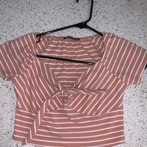 Pink and white crop top